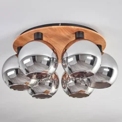 hofstein Plafonnier - Verre Koyoto Écru, Noir, 6 lumières