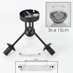 hofstein Plafonnier - Verre Koyoto Noir, 3 lumières