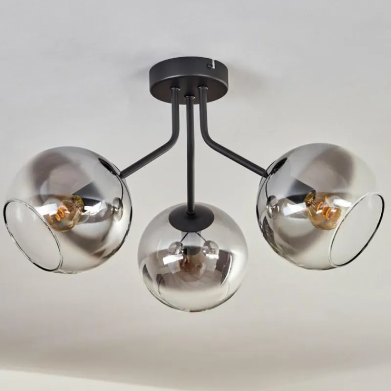 hofstein Plafonnier - Verre Koyoto Noir, 3 lumières
