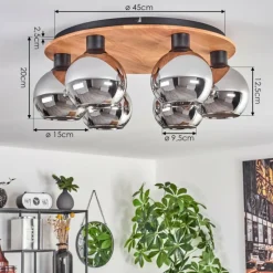 hofstein Plafonnier - Verre Koyoto Écru, Noir, 6 lumières