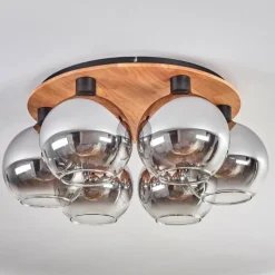 hofstein Plafonnier - Verre Koyoto Écru, Noir, 6 lumières