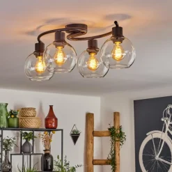 hofstein Plafonnier - Verre Koyoto Clair, 4 lumières