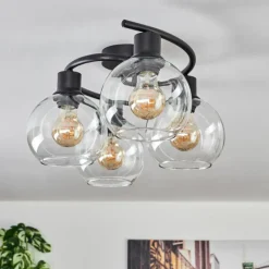 hofstein Plafonnier - Verre Koyoto Clair, 4 lumières