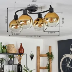 hofstein Plafonnier - Verre Koyoto Or, Clair, 4 lumières