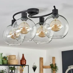 hofstein Plafonnier - Verre Koyoto Clair, 4 lumières