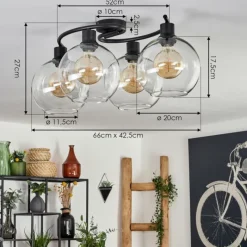 hofstein Plafonnier - Verre Koyoto Clair, 4 lumières