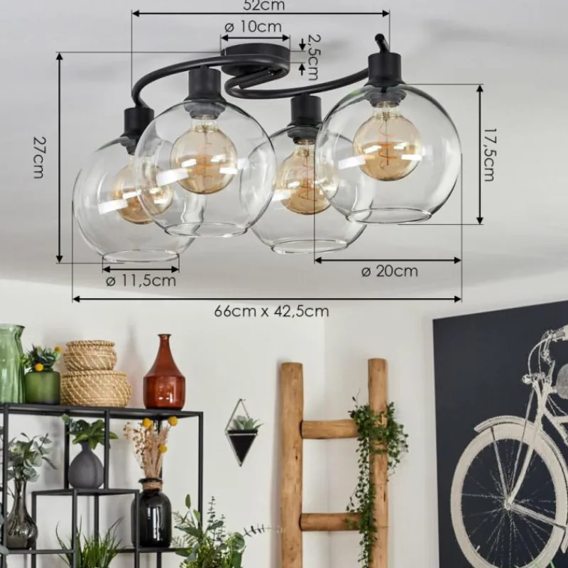 hofstein Plafonnier - Verre Koyoto Clair, 4 lumières