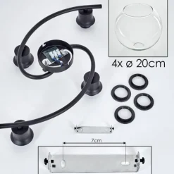 hofstein Plafonnier - Verre Koyoto Clair, 4 lumières