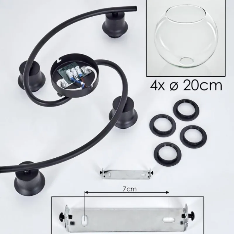 hofstein Plafonnier - Verre Koyoto Clair, 4 lumières