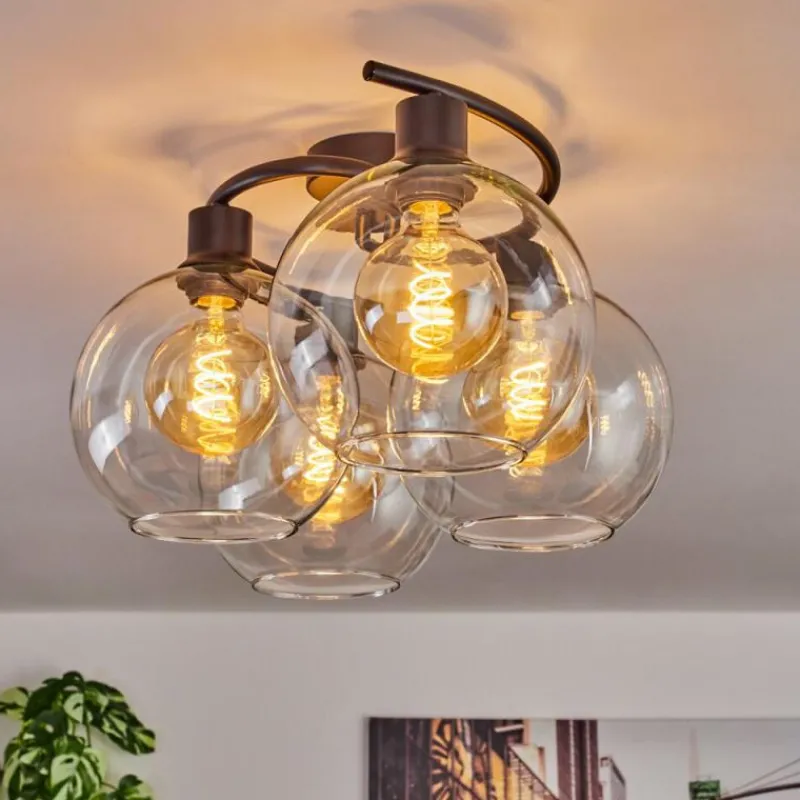 hofstein Plafonnier - Verre Koyoto Clair, 4 lumières