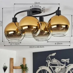 hofstein Plafonnier - Verre Koyoto Or, Clair, 4 lumières