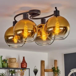 hofstein Plafonnier - Verre Koyoto Or, Clair, 4 lumières