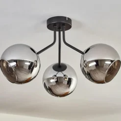 hofstein Plafonnier - Verre Koyoto Chrome, Fumé, 3 lumières