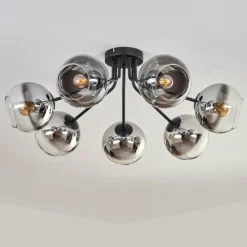 hofstein Plafonnier - Verre Koyoto Chrome, Clair, Fumé, 7 lumières