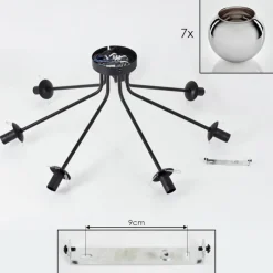 hofstein Plafonnier - Verre Koyoto Chrome, Fumé, 7 lumières