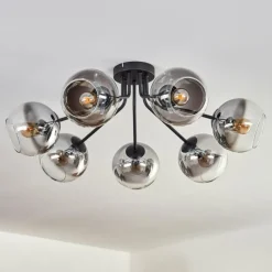 hofstein Plafonnier - Verre Koyoto Clair, Fumé, 7 lumières