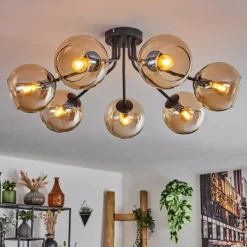 hofstein Plafonnier - Verre Koyoto Ambre, 7 lumières