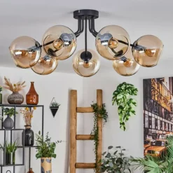 hofstein Plafonnier - Verre Koyoto Ambre, 7 lumières