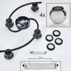 hofstein Plafonnier - Verre Koyoto Chrome, Fumé, 4 lumières