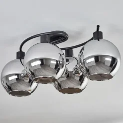 hofstein Plafonnier - Verre Koyoto Chrome, Fumé, 4 lumières