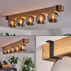 Luminaires Scandinaves-hofstein Plafonnier - Verre Montgomery Écru, Noir, 5 lumières