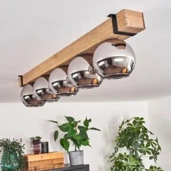 Luminaires Scandinaves-hofstein Plafonnier - Verre Montgomery Écru, Noir, 5 lumières