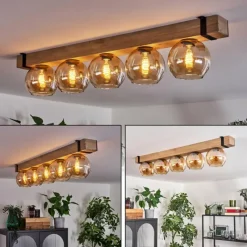 Luminaires Scandinaves-hofstein Plafonnier - Verre Montgomery Écru, Noir, 5 lumières