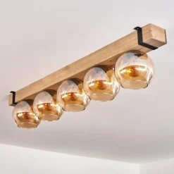 Luminaires Scandinaves-hofstein Plafonnier - Verre Montgomery Écru, Noir, 5 lumières