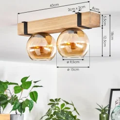 Lampes Industrielles-hofstein Plafonnier - Verre Montgomery Écru, Noir, 2 lumières