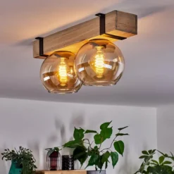 Lampes Industrielles-hofstein Plafonnier - Verre Montgomery Écru, Noir, 2 lumières