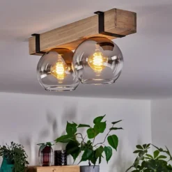 Suspension Verre Fumé-hofstein Plafonnier - Verre Montgomery Écru, Noir, 2 lumières