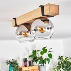 Suspension Verre Fumé-hofstein Plafonnier - Verre Montgomery Écru, Noir, 2 lumières