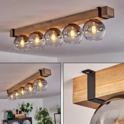 Suspension Verre Fumé-hofstein Plafonnier - Verre Montgomery Écru, Noir, 5 lumières