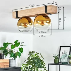 Lampes Dorées-hofstein Plafonnier - Verre Montgomery Écru, Noir, 2 lumières