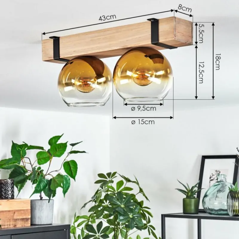 Lampes Dorées-hofstein Plafonnier - Verre Montgomery Écru, Noir, 2 lumières