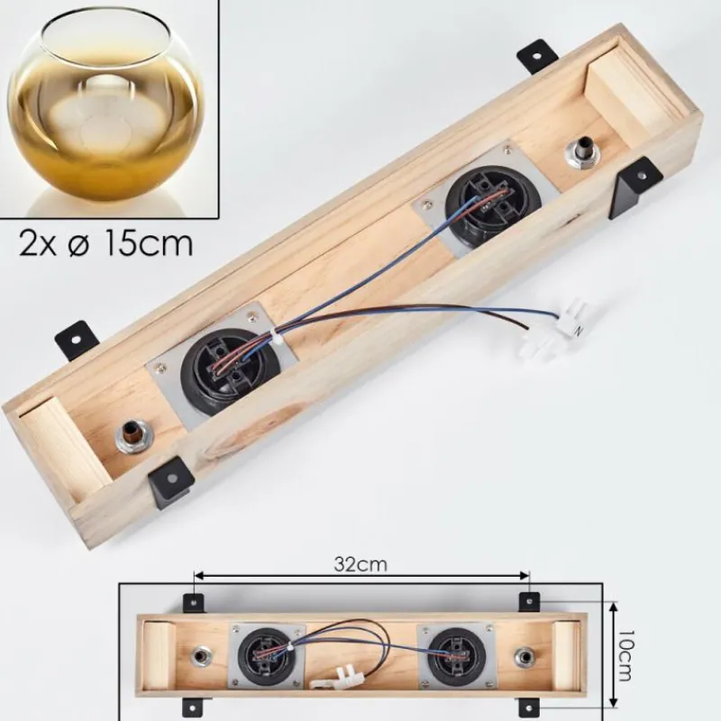 Lampes Dorées-hofstein Plafonnier - Verre Montgomery Écru, Noir, 2 lumières