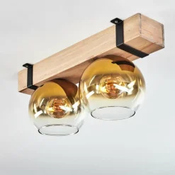 Lampes Dorées-hofstein Plafonnier - Verre Montgomery Écru, Noir, 2 lumières