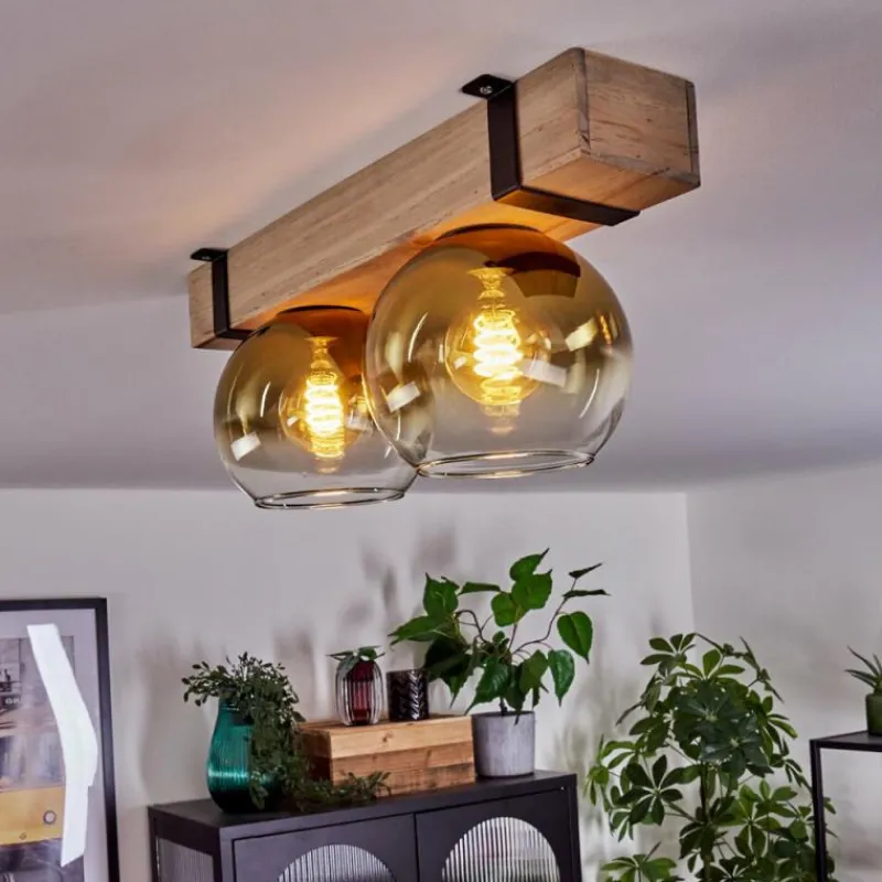 Lampes Dorées-hofstein Plafonnier - Verre Montgomery Écru, Noir, 2 lumières