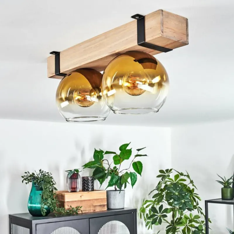 Lampes Dorées-hofstein Plafonnier - Verre Montgomery Écru, Noir, 2 lumières