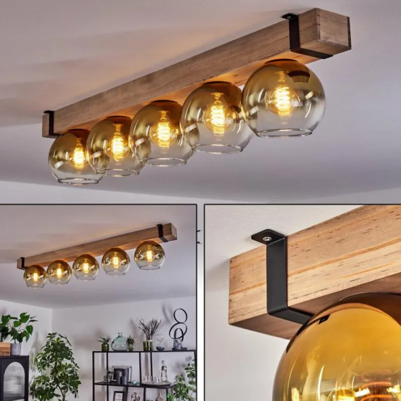 Lampes Dorées-hofstein Plafonnier - Verre Montgomery Écru, Noir, 5 lumières