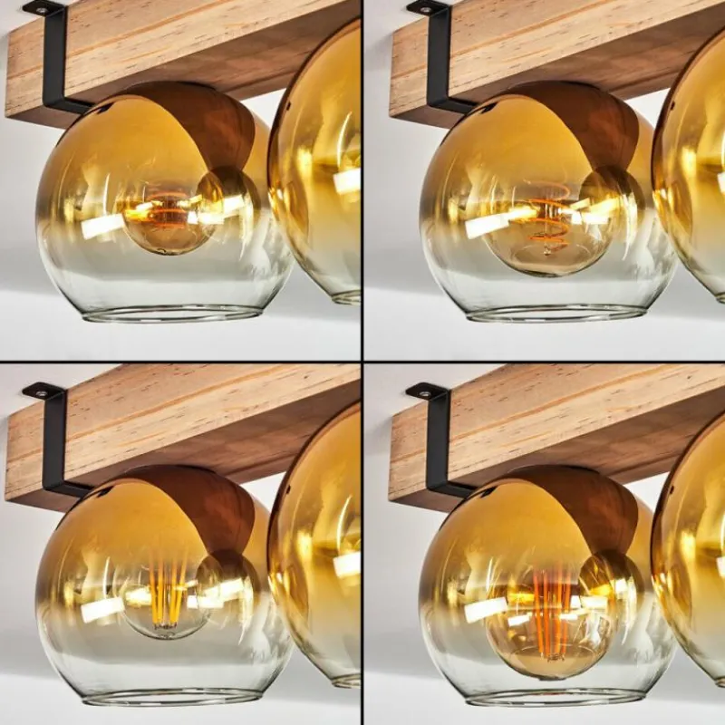 Lampes Dorées-hofstein Plafonnier - Verre Montgomery Écru, Noir, 5 lumières