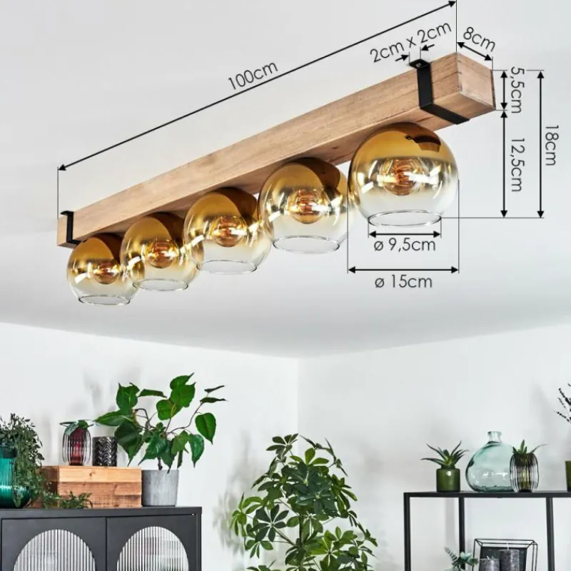 Lampes Dorées-hofstein Plafonnier - Verre Montgomery Écru, Noir, 5 lumières