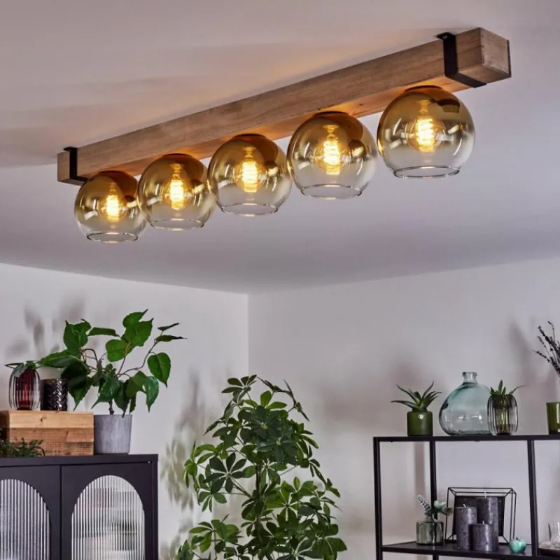 Lampes Dorées-hofstein Plafonnier - Verre Montgomery Écru, Noir, 5 lumières