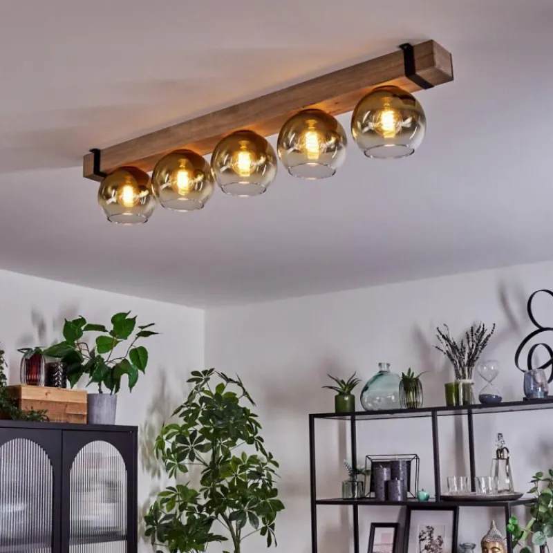 Lampes Dorées-hofstein Plafonnier - Verre Montgomery Écru, Noir, 5 lumières