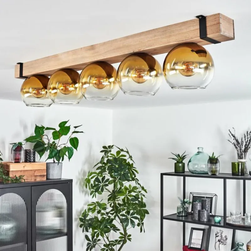 Lampes Dorées-hofstein Plafonnier - Verre Montgomery Écru, Noir, 5 lumières