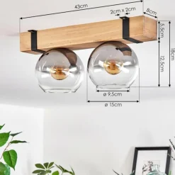 Suspension Verre Fumé-hofstein Plafonnier - Verre Montgomery Écru, Noir, 2 lumières