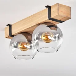 Suspension Verre Fumé-hofstein Plafonnier - Verre Montgomery Écru, Noir, 2 lumières