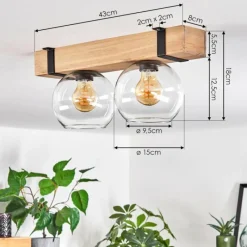 Lampes Industrielles-hofstein Plafonnier - Verre Montgomery Écru, Noir, 2 lumières