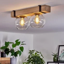 Lampes Industrielles-hofstein Plafonnier - Verre Montgomery Écru, Noir, 2 lumières