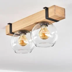 Lampes Industrielles-hofstein Plafonnier - Verre Montgomery Écru, Noir, 2 lumières